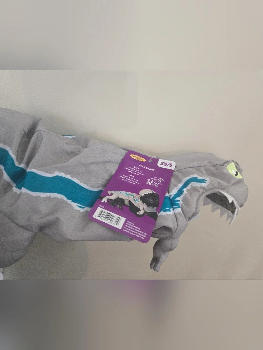Raptor Pet Costume - Gray & Teal (XS/S)